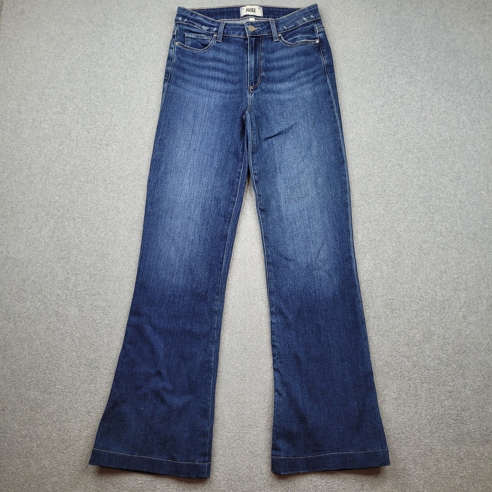 PAIGE Genevieve Flare Jeans Women 27x31 Blue High Rise Stretch Denim